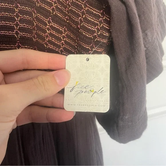 NWT Free People Easy To Love Bubble Mini Dress size medium color expresso beans - Picture 3 of 12